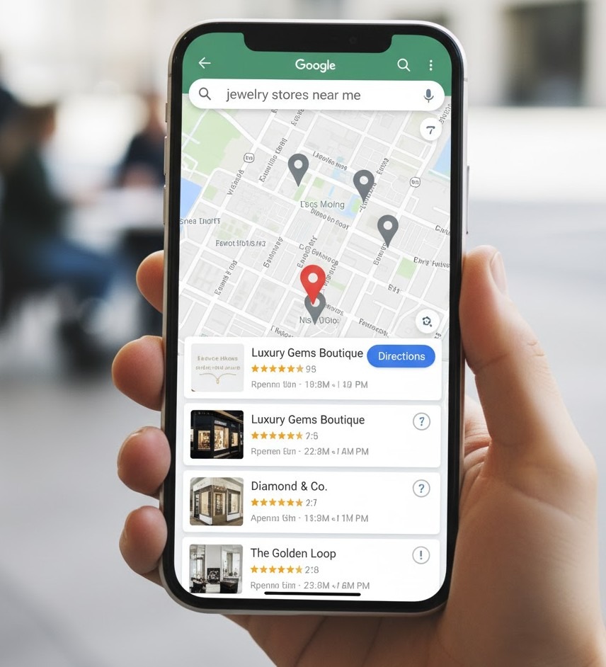 Google Maps results for local jewelry stores
