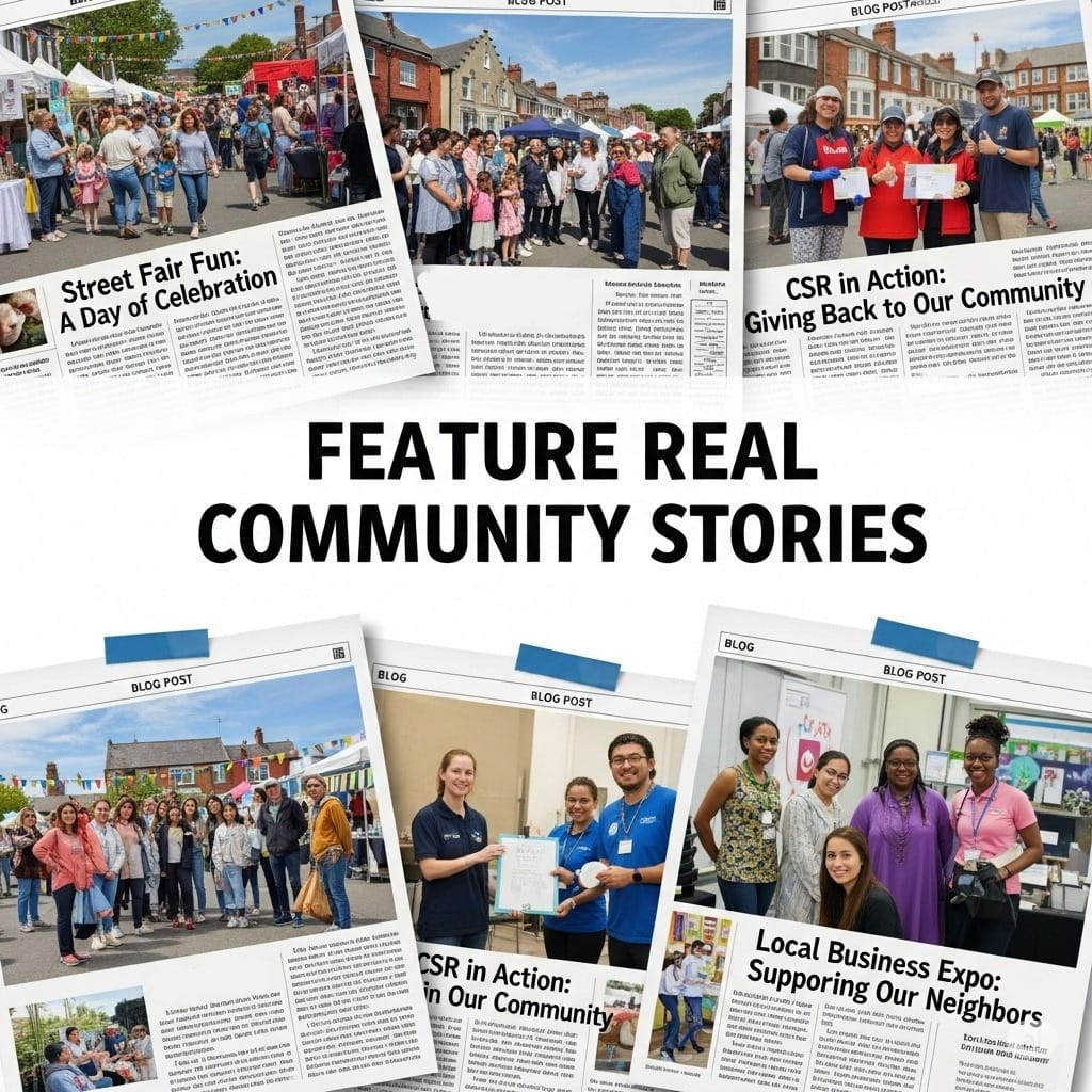 Community event content strategies like spotlights, partnerships, and staff features