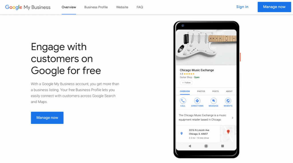 Google Business Profile Manager Home Page