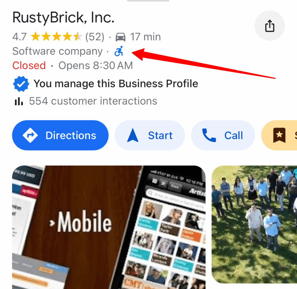 Icon indicating that the business place is wheelchair accessible 