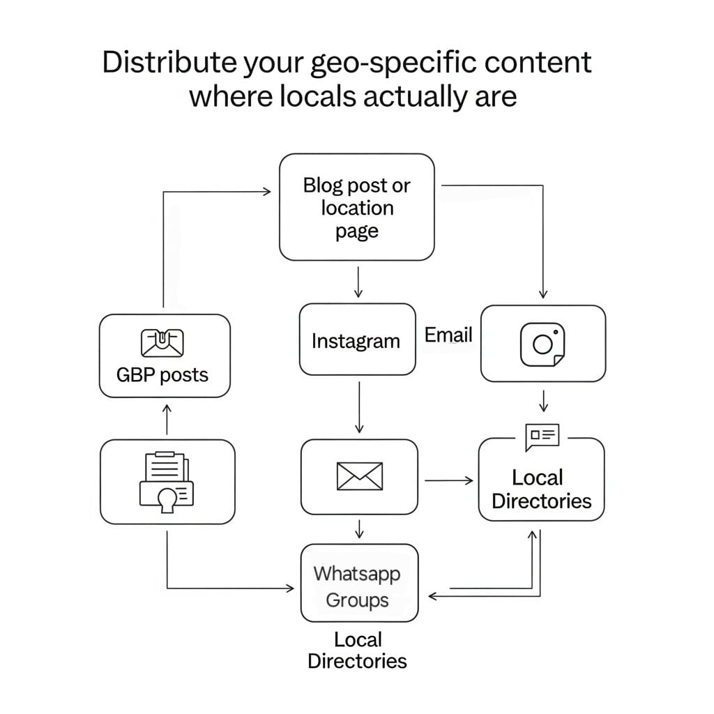 How Local content is pushed through social, email, directories, and GBP