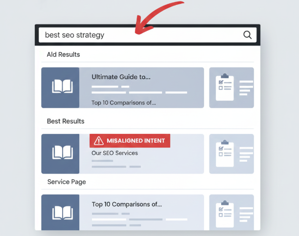 Graphic comparing two funnels: high volume but wrong audience leaking users and lower volume with high-quality traffic showing better results