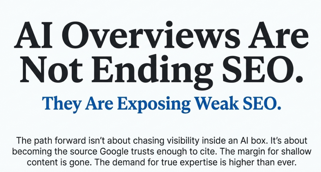 Google AI Overviews are not ending SEO. They are exposing weak SEO.
