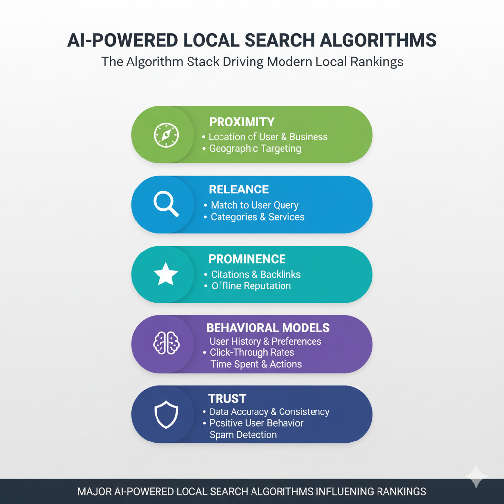 Major AI-powered local search algorithms are influencing rankings.
