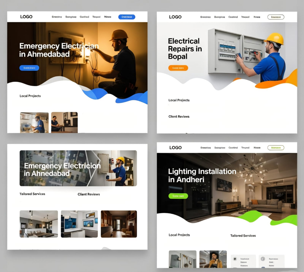 Illustration of location-specific service pages created for different towns.
