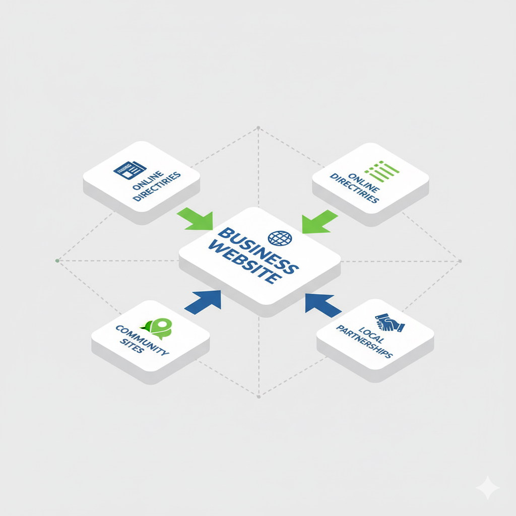 Local competitor backlink analysis with links from directories and partnerships.