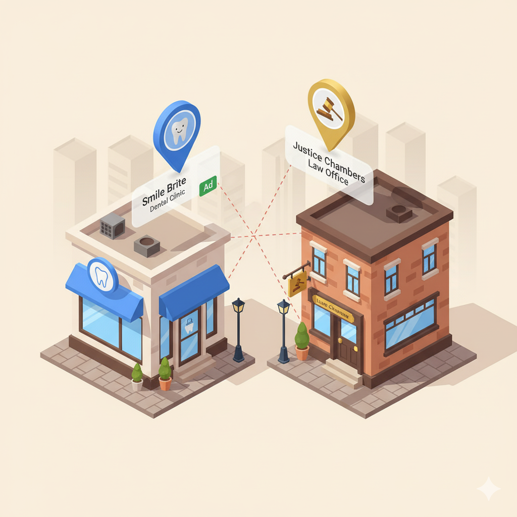 Local businesses competing for visibility in Google search results.