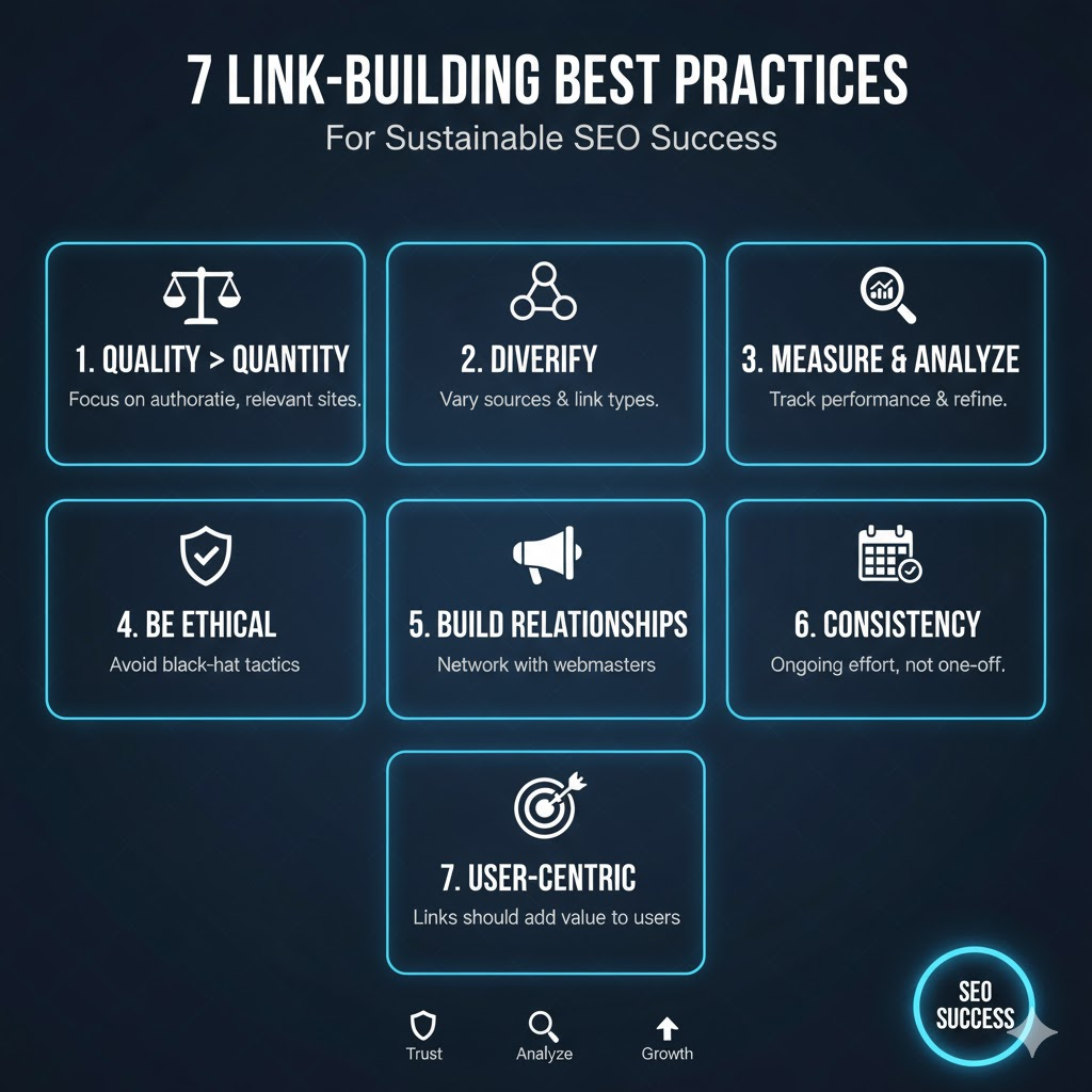 Infographic outlining best practices for sustainable link-building strategies